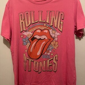 The Rolling Stones "UK Tour 1971" Music T-Shirt Womens sz M Pink Tee Shirt *2023
